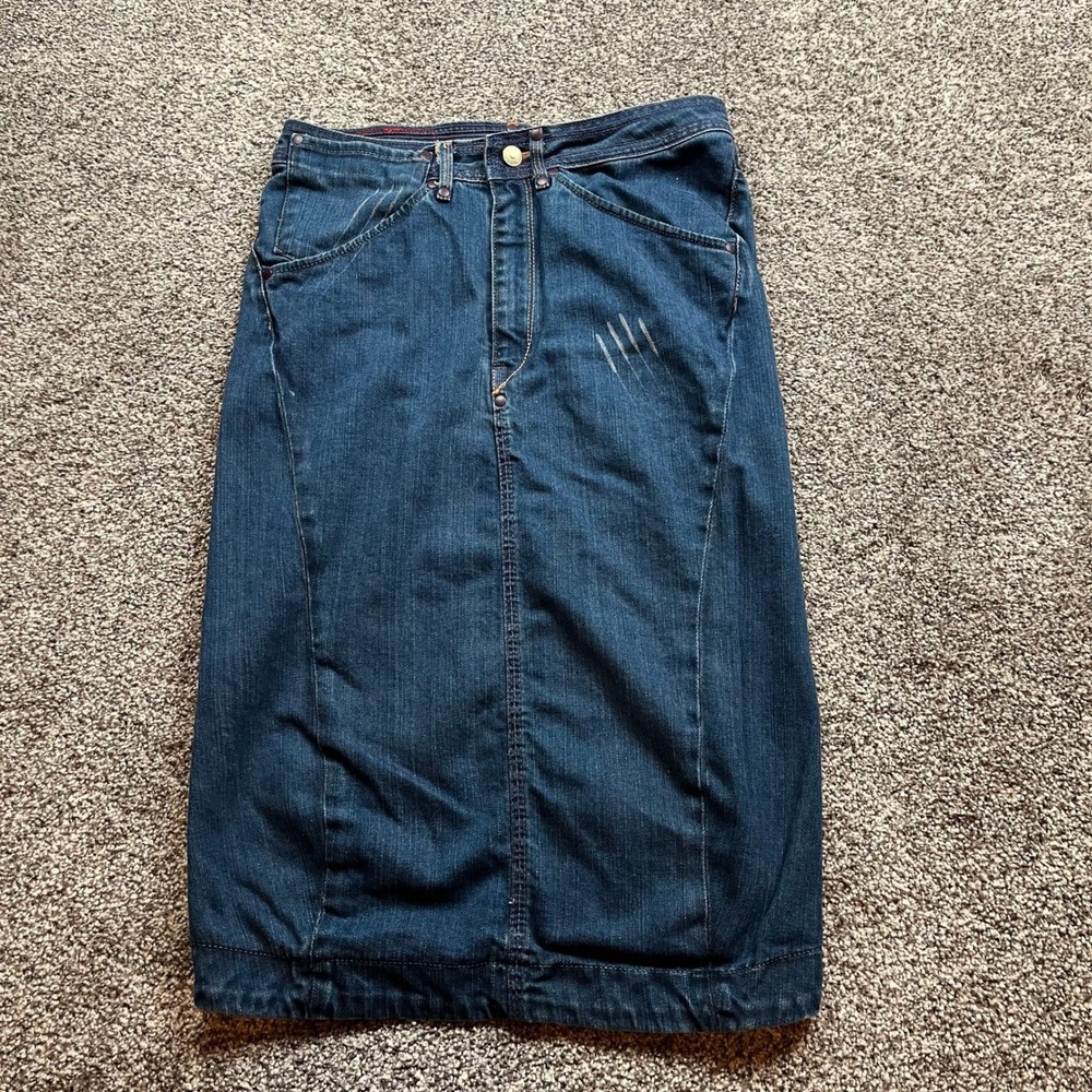 Levi's Skirt Womens 28 Denim Pencil Dark Wash Midi Length vintage pockets